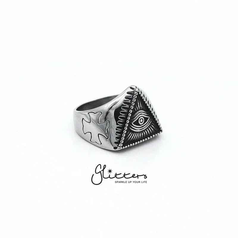 Stainless Steel Triangle All Seeing Eye/Eye of Providence Cast Rings