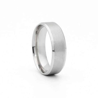 Stainless Steel 8mm Wide Beveled Edge Band Ring