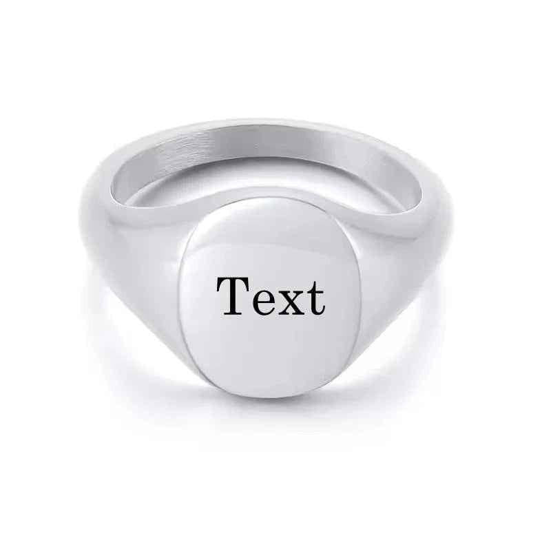 Personalised Stainless Steel Oval Signet Blank Plain Ring