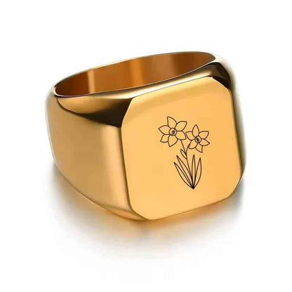 Personalised Stainless Steel Square Shape Ring