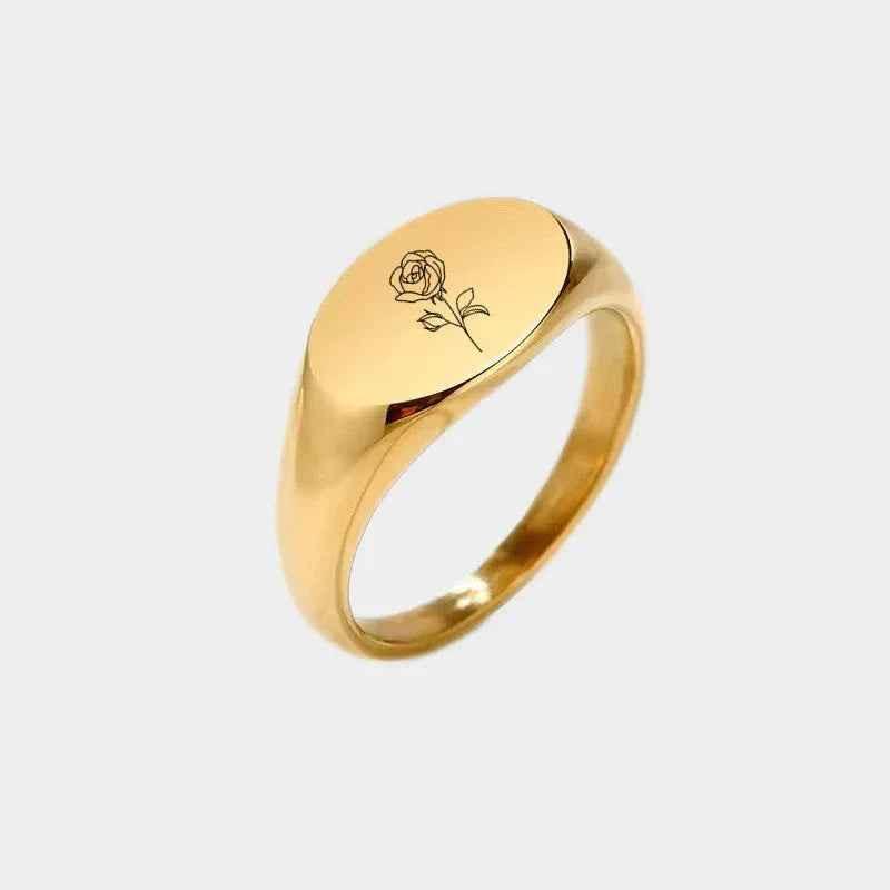 Personalised Stainless Steel Oval Signet Ring