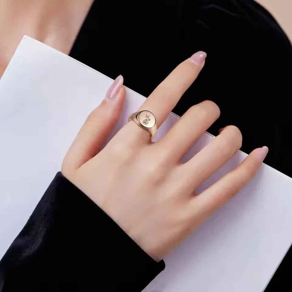 Personalised Stainless Steel Round Signet Ring