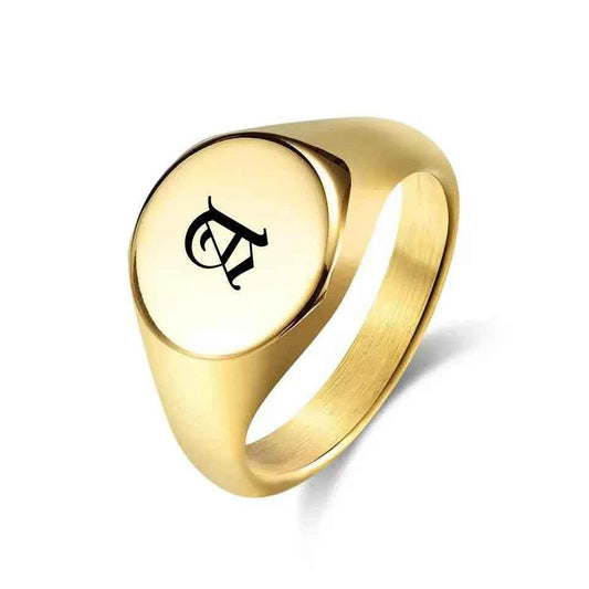 Personalised Stainless Steel Round Signet Ring