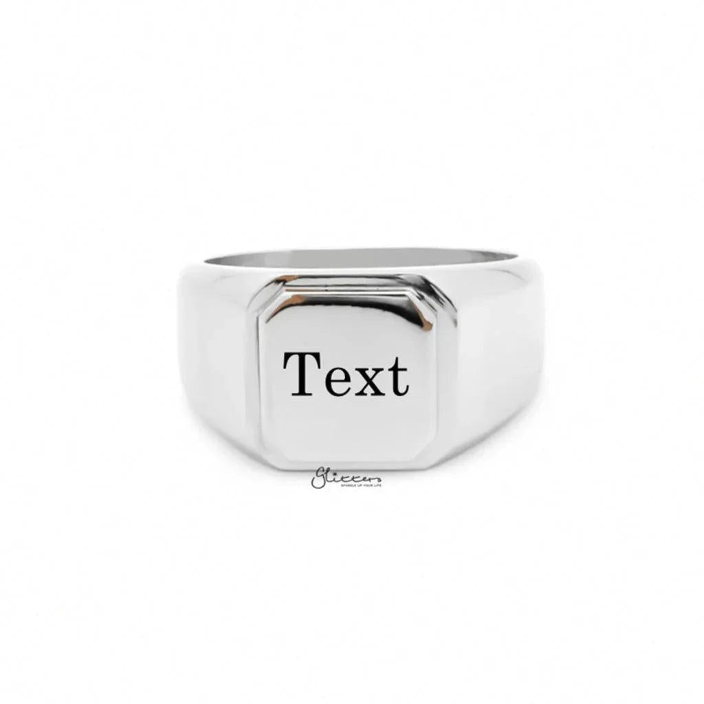Personalised Stainless Steel Square Flat Top Signet Rings.