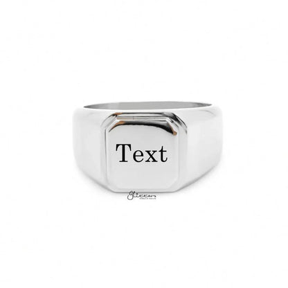 Personalised Stainless Steel Square Flat Top Signet Rings.