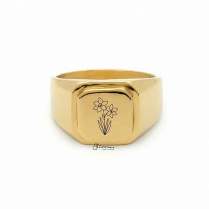 Personalised Stainless Steel Square Flat Top Signet Rings