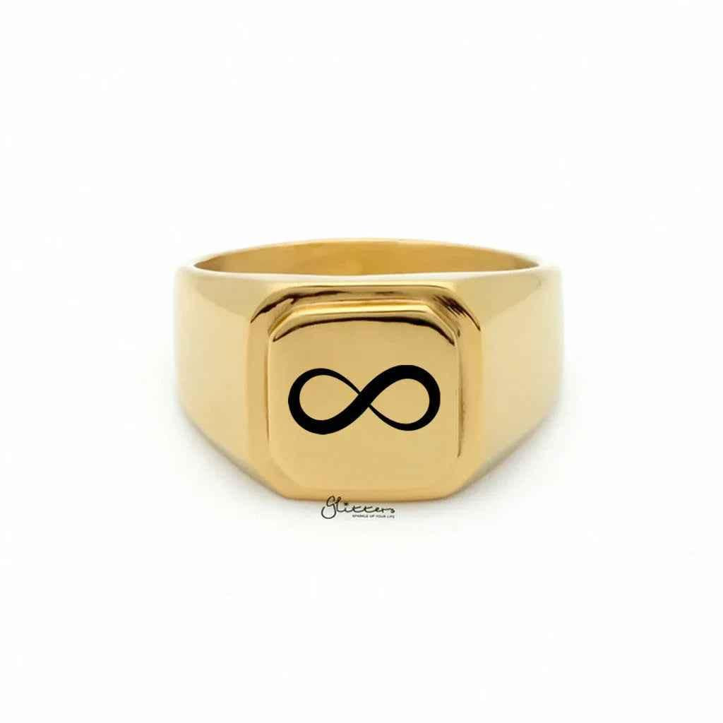Personalised Stainless Steel Square Flat Top Signet Rings