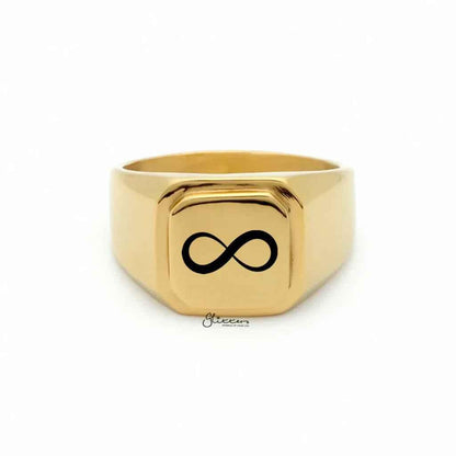 Personalised Stainless Steel Square Flat Top Signet Rings