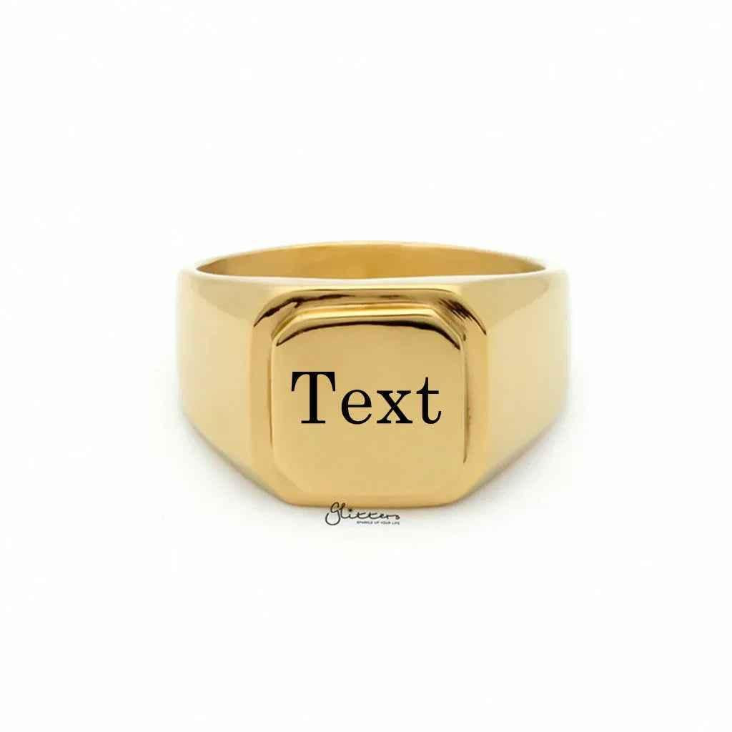 Personalised Stainless Steel Square Flat Top Signet Rings