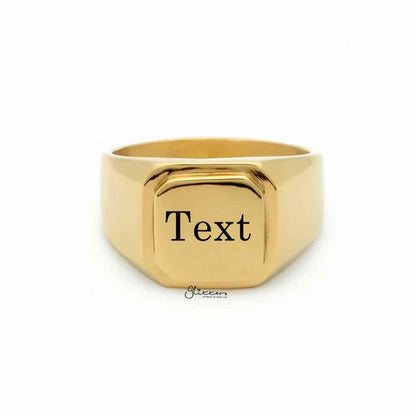 Personalised Stainless Steel Square Flat Top Signet Rings