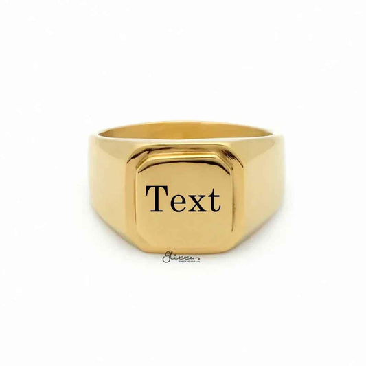 Personalised Stainless Steel Square Flat Top Signet Rings