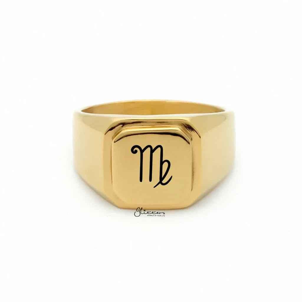 Personalised Stainless Steel Square Flat Top Signet Rings