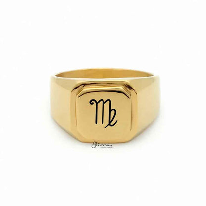 Personalised Stainless Steel Square Flat Top Signet Rings