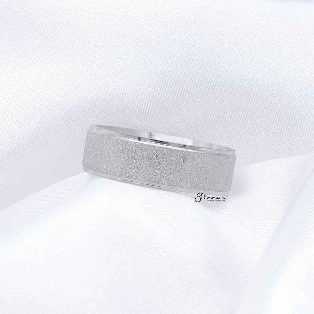 Stainless Steel Sandblasted Finish 8mm Band Ring - Silver