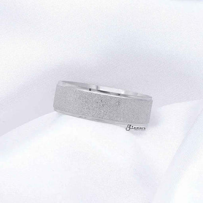 Stainless Steel Sandblasted Finish 8mm Band Ring - Silver