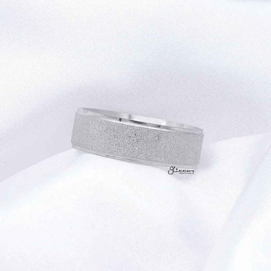 Stainless Steel Sandblasted Finish 8mm Band Ring - Silver