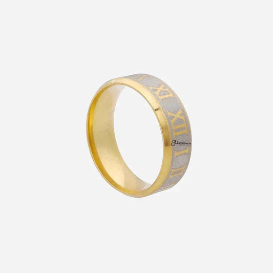 Stainless Steel Roman Numeral Rings - Gold