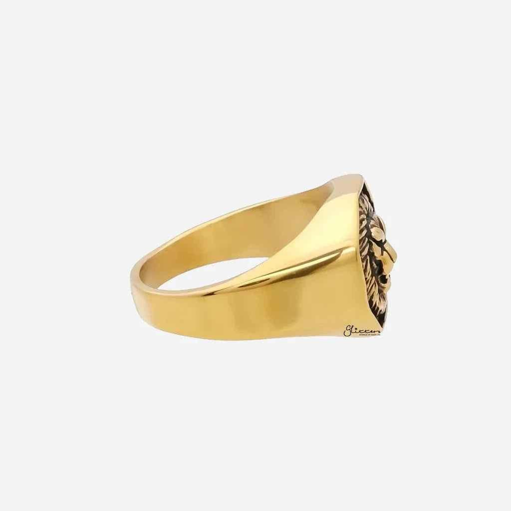 Stainless Steel Lion Ring - Gold