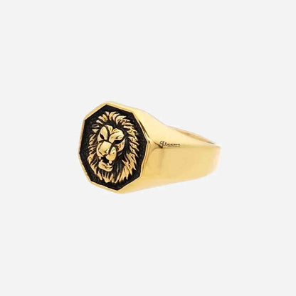 Stainless Steel Lion Ring - Gold
