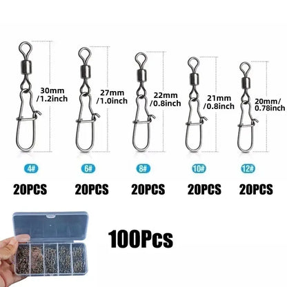 Stainless Steel Fishing Swivel Snaps – 50/100/200pcs Habicare