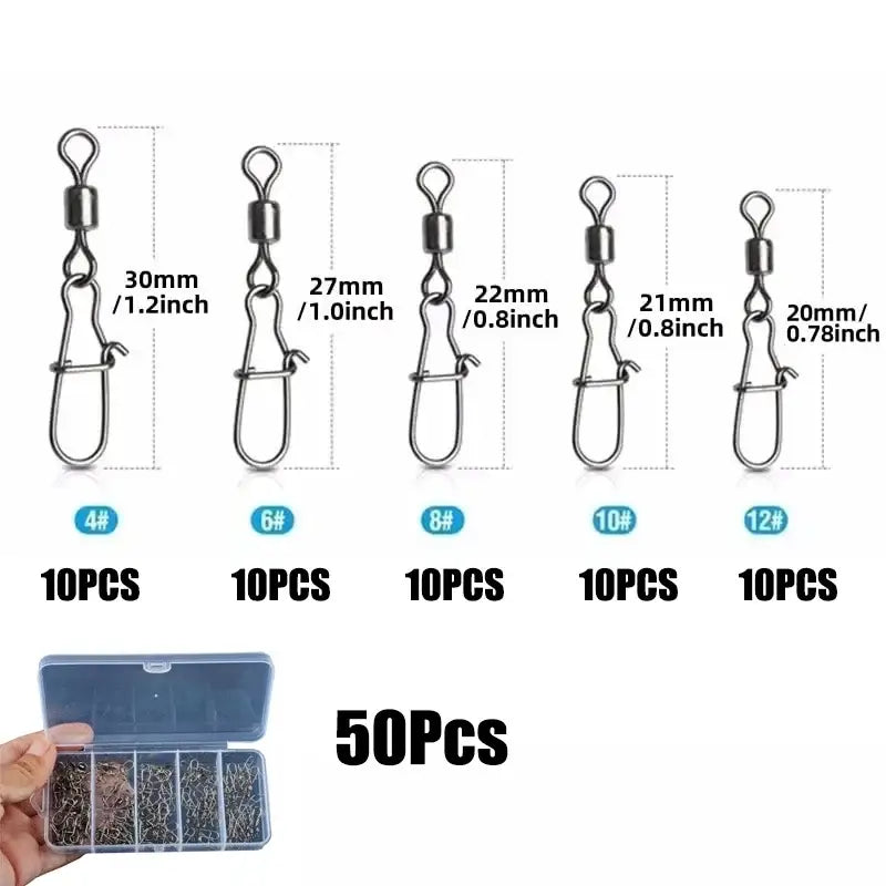 Stainless Steel Fishing Swivel Snaps – 50/100/200pcs Habicare