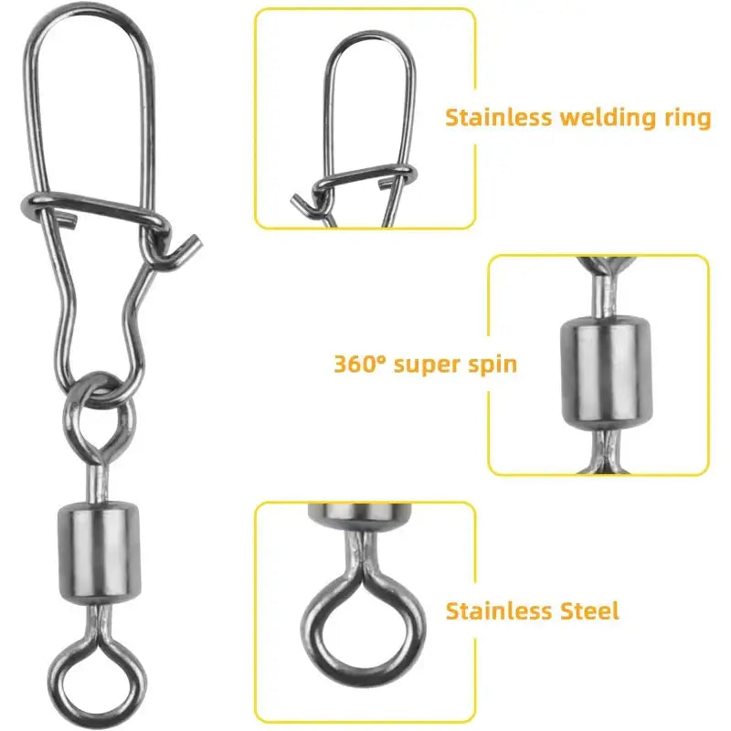 Stainless Steel Fishing Swivel Snaps – 50/100/200pcs Habicare