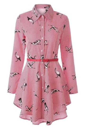 Stylish 3Sixty5 women's bold stripe blouse dress in Tibetan blue, featuring a fashionable and comfortable dress design.