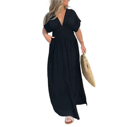Stylish 3Sixty5 khaki summer dress with slit detail, casual chic dress for warm-weather wear, lightweight and stylish.