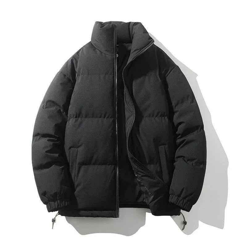 Black Stylish 3Sixty5 unisex warm couples' down coat jacket, insulated and cozy for cold weather.