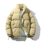 Stylish 3Sixty5 unisex black down coat for couples, featuring a warm, insulated jacket with a sleek winter design.