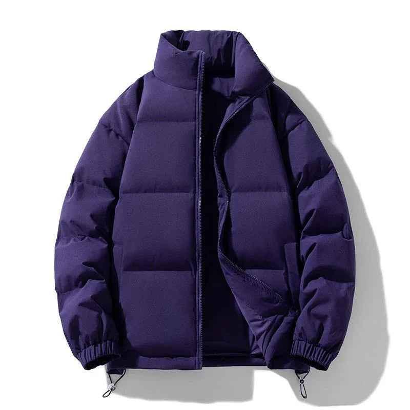 Stylish 3Sixty5 unisex warm down coat for couples, black jacket with padded design, ideal for cold weather.
