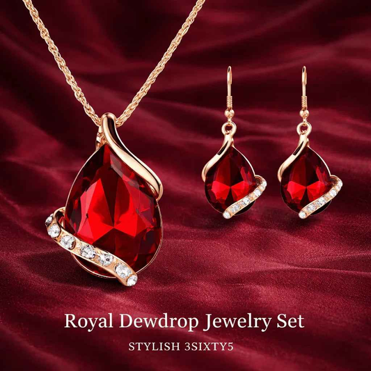Stylish 3Sixty5 Royal Dewdrop jewelry set featuring elegant white necklace and earrings, perfect for special occasions.