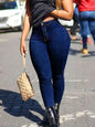 Black stylish women’s modern chic denim pants by Stylish 3Sixty5, shown on a model, featuring a slim fit and trendy design.