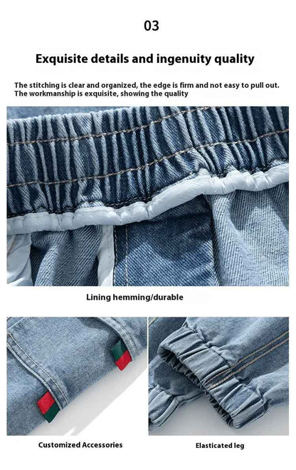 Blue stylish 3Sixty5 men's retro utility denim pants with multiple pockets and a relaxed fit, perfect for casual wear.