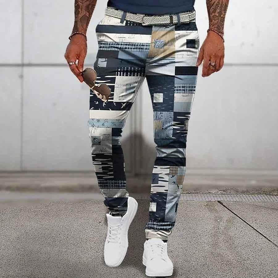 Stylish 3Sixty5 men's bold printed pants featuring vibrant patterns and a modern fit, perfect for casual or trendy outfits.