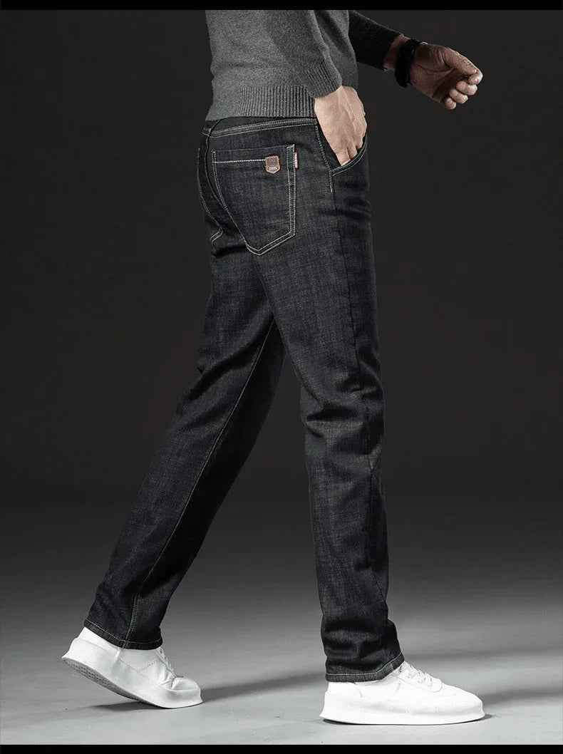 Dark blue Stylish 3Sixty5 Ultimate Fleece Straight Pants, front view showing relaxed fit and soft fleece fabric.