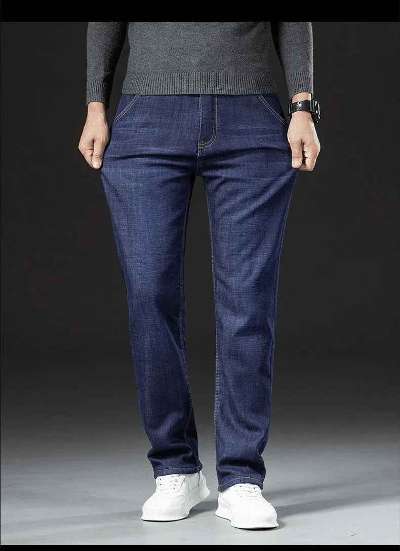 Dark blue Stylish 3Sixty5 Ultimate Fleece Straight Pants displayed flat, showing their relaxed fit and soft fleece material.