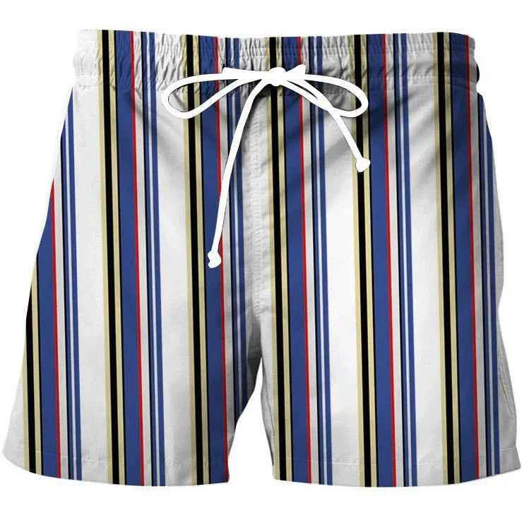 Stylish 3Sixty5 men's retro striped shorts with vintage design, featuring bold horizontal stripes and classic casual fit.