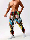 Men's Printed Sweatpants Stylish Bold All-Over Print, Tapered Comfort Fit