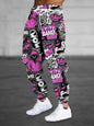 Men's Stylish 3Sixty5 printed sweatpants with bold all-over print, tapered fit, and comfortable design for casual wear.