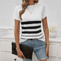 Black Coastline Stripe Sweater from Stylish 3Sixty5, a cozy knit top with bold stripe pattern and classic crew neckline.