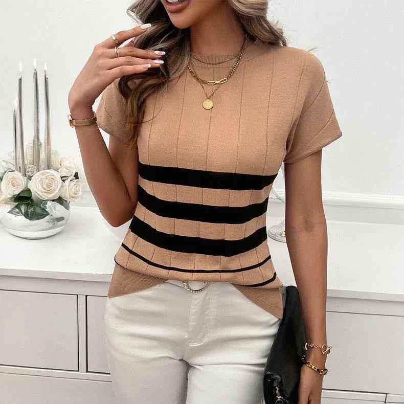 Black Coastline Stripe Sweater by Stylish 3Sixty5, a cozy knit top with bold stripe pattern and comfortable fit.