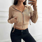 Dark gray City Chic Slim Zip-Up Coat for Women by Stylish 3Sixty5, shown as a trendy, fitted zip-up top.