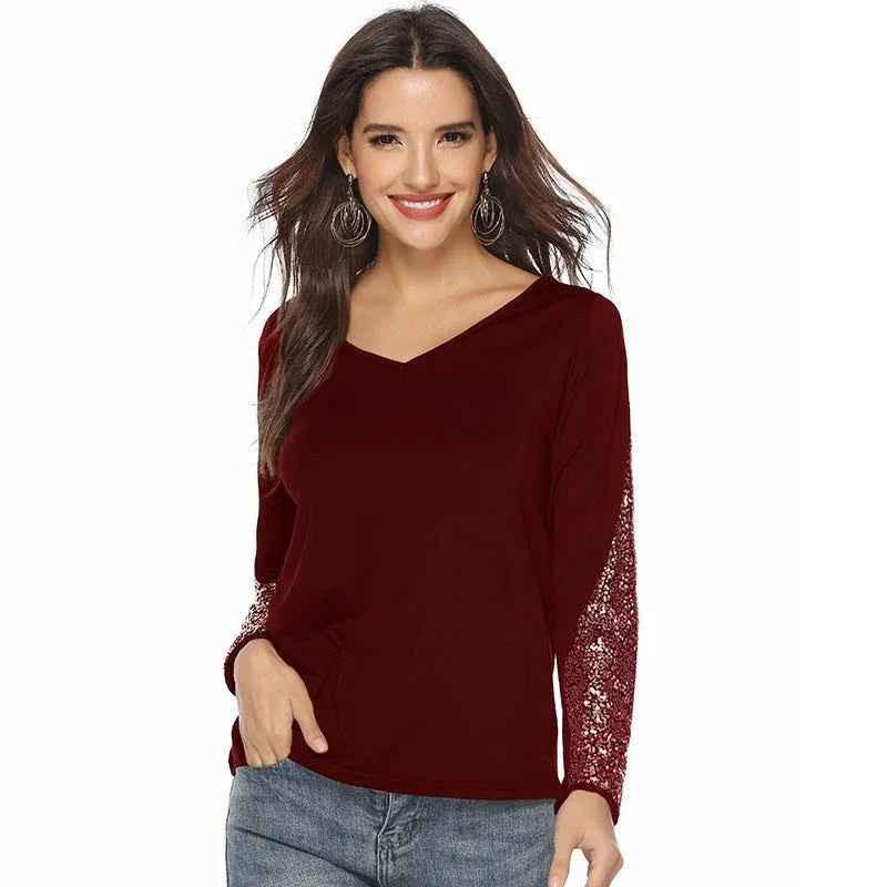 Black women's European Glam Sequin Top by Stylish 3Sixty5 featuring shimmering sequins and a stylish fit.