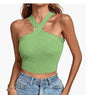 Black women's silhouette stretch halter top by Stylish 3Sixty5, featuring a fitted design and halter neckline.