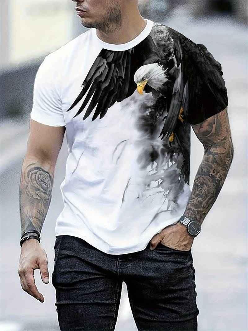 Stylish 3Sixty5 Apex Eagle men's statement tee in DXL and XS, featuring a bold eagle graphic on a casual tops style.