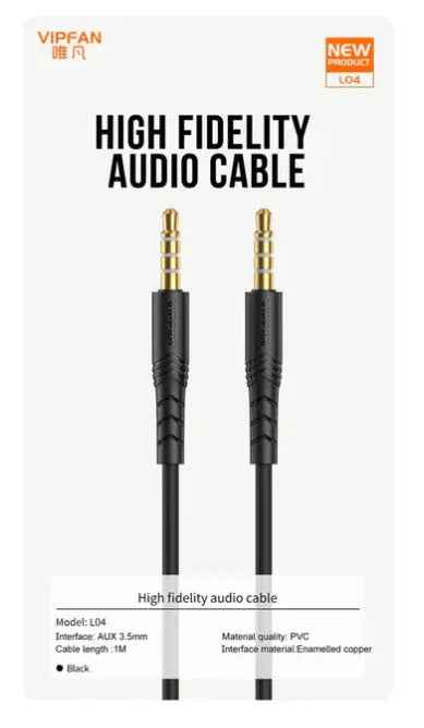 Techplus VipFan Premium 1-meter AUX cable for audio connection, featuring durable construction and high-quality sound.
