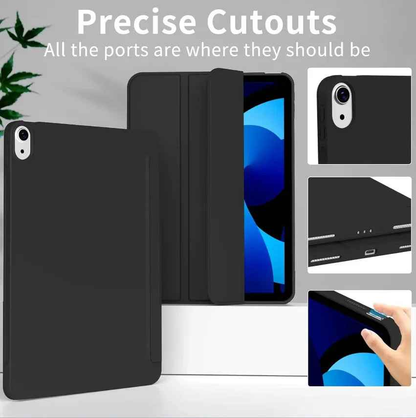 TechPlus black iPad Air 5 case for 10.9-inch tablet, showing protective cover with precise cutouts and sleek design.