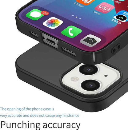Black silicone case for iPhone 14 by TechPlus, soft protective cover with smooth texture and precise cutouts.