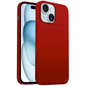 Black silicone case for iPhone 15 Plus by TechPlus, soft protective cover with a smooth finish and precise cutouts.